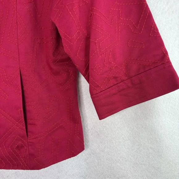 Coldwater Creek Women’s 14 Dark Pink Tonal Embroidered Button Front Lined Jacket - Picture 5 of 7